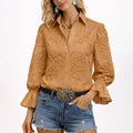 Theresa - Women's Embroidered Blouse with Ruffle Cuffs