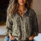 Tiffany - Women's Boho Print Button-Down Shirt