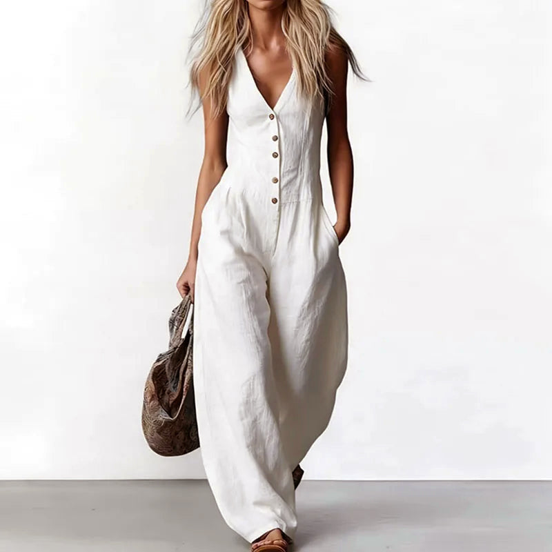 Vanessa - Women's Sleeveless Wide-Leg Jumpsuit