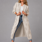 Vera - Women's Long Textured Knit Open Cardigan