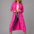 Vera - Women's Long Textured Knit Open Cardigan