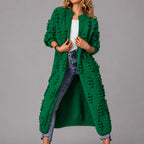 Vera - Women's Long Textured Knit Open Cardigan