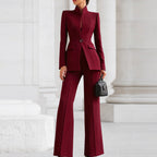 Victoria - Women's Two-Piece Blazer and High Waist Pants Set