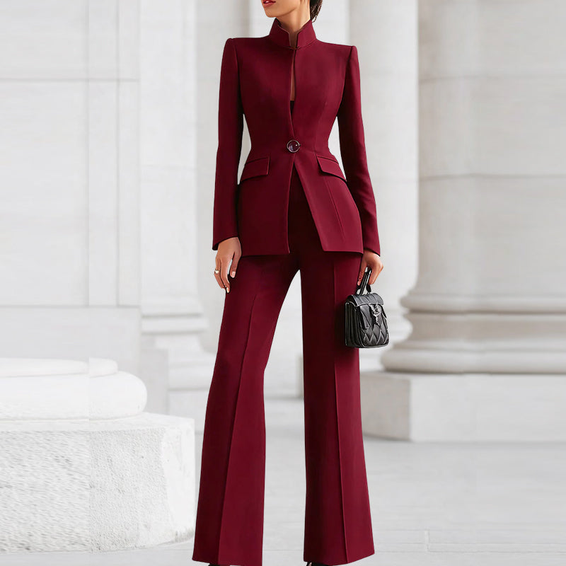 Victoria - Women's Two-Piece Blazer and High Waist Pants Set