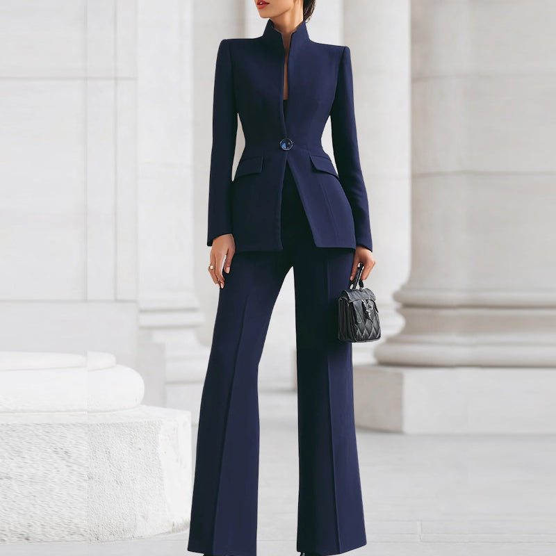 Victoria - Women's Two-Piece Blazer and High Waist Pants Set