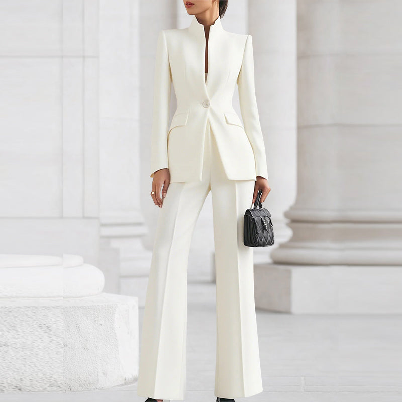 Victoria - Women's Two-Piece Blazer and High Waist Pants Set