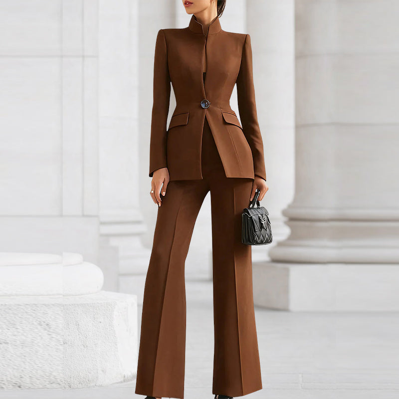 Victoria - Women's Two-Piece Blazer and High Waist Pants Set