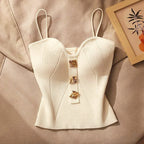 Violetta - Women's Ribbed Crop Top with Front Accents