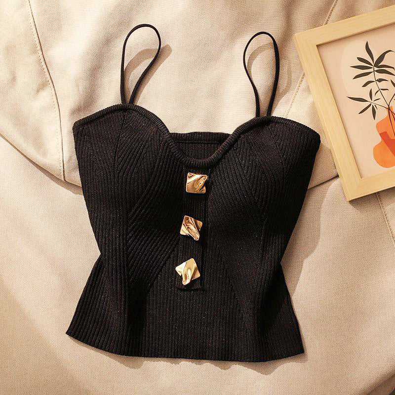 Violetta - Women's Ribbed Crop Top with Front Accents
