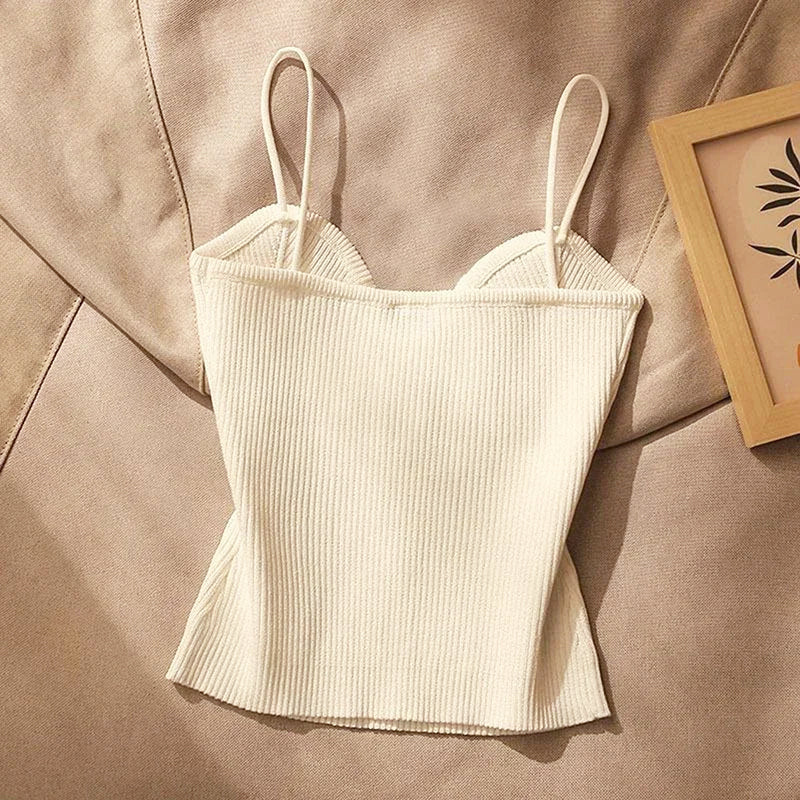 Violetta - Women's Ribbed Crop Top with Front Accents