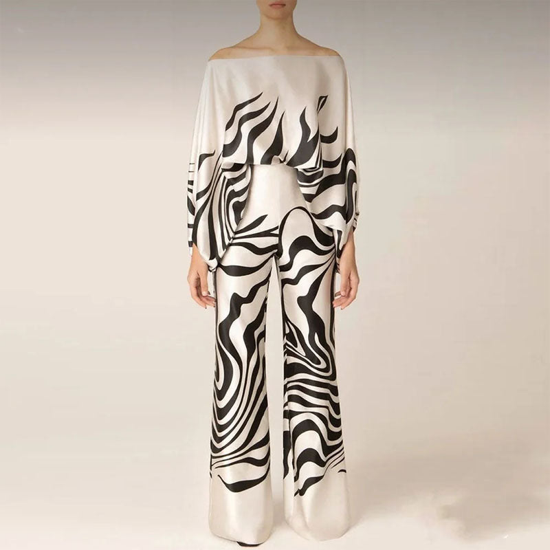 Whitney - Women's Abstract Print Two-Piece Set