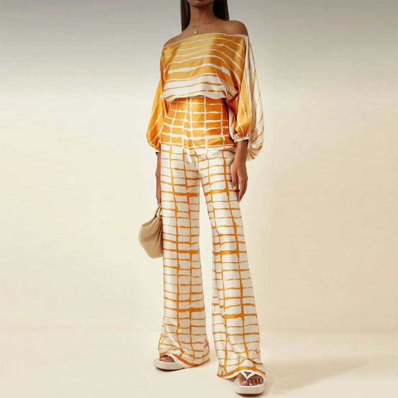 Whitney - Women's Abstract Print Two-Piece Set