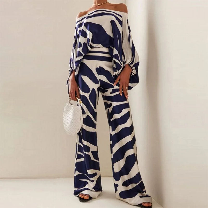 Whitney - Women's Abstract Print Two-Piece Set