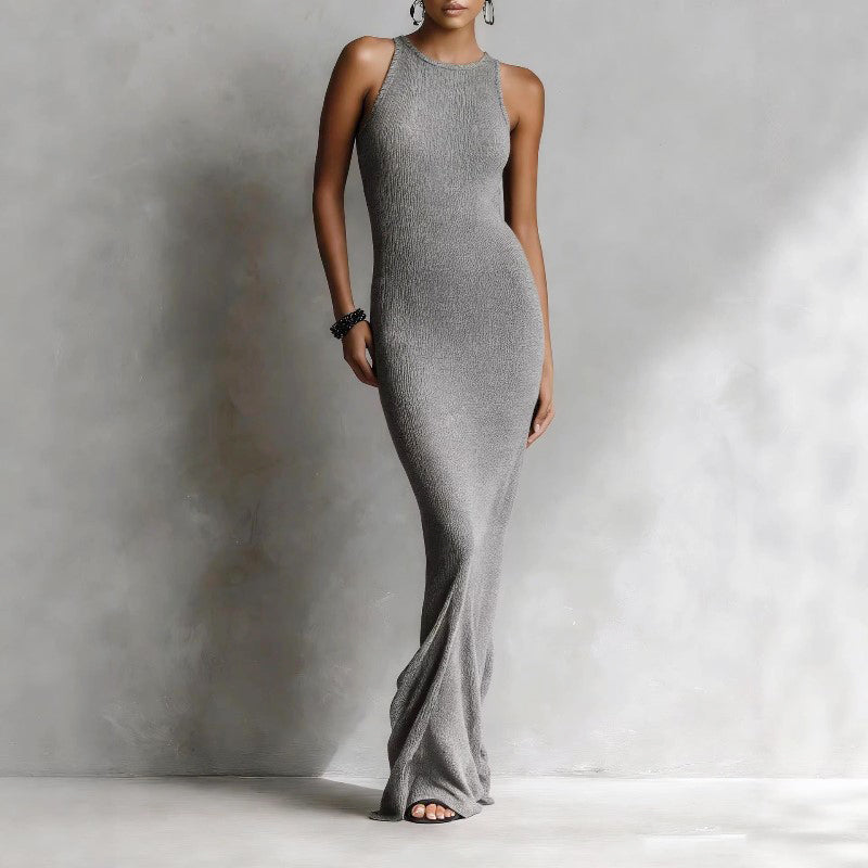 Zoe - Women’s Fitted Sleeveless Knit Maxi Dress