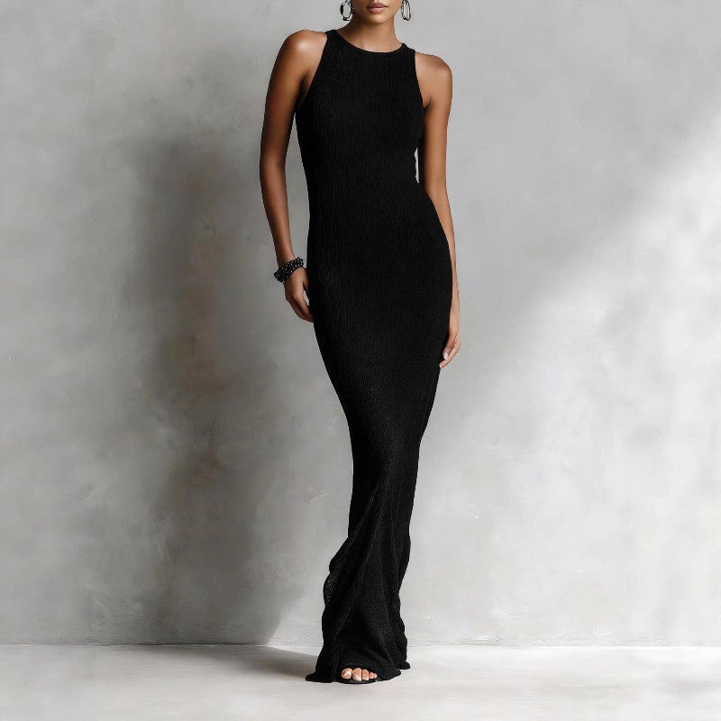 Zoe - Women’s Fitted Sleeveless Knit Maxi Dress