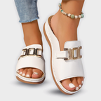 Zoe - Women’s Open Toe Buckle Slide Sandals