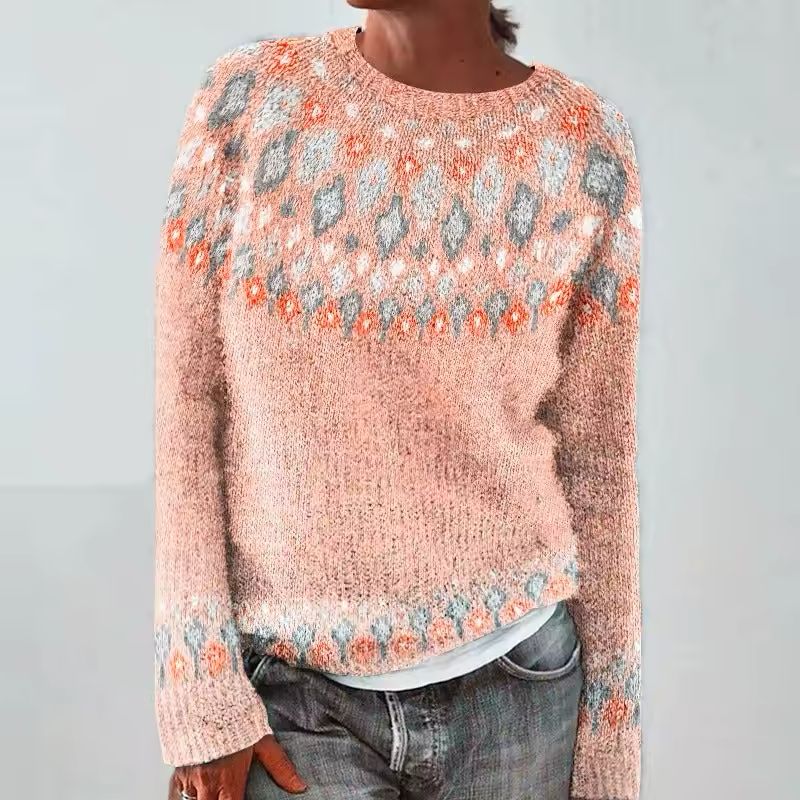 Adalyn - Women's Patterned Crew-Neck Knit Sweater