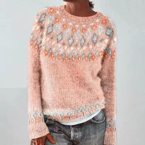 Adalyn - Women's Patterned Crew-Neck Knit Sweater