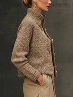 Adrianna - Women's Button-Front Textured Cardigan