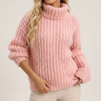 Amelie - Women's Oversized Chunky Knit Turtleneck Sweater