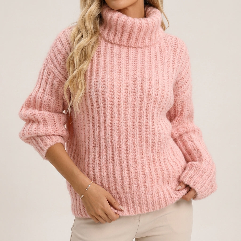 Amelie - Women's Oversized Chunky Knit Turtleneck Sweater