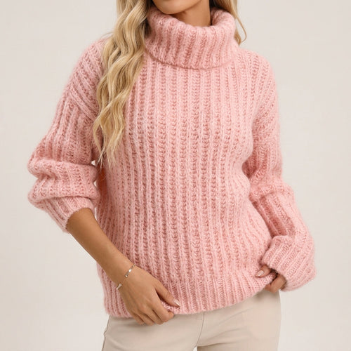 Amelie - Women's Oversized Chunky Knit Turtleneck Sweater