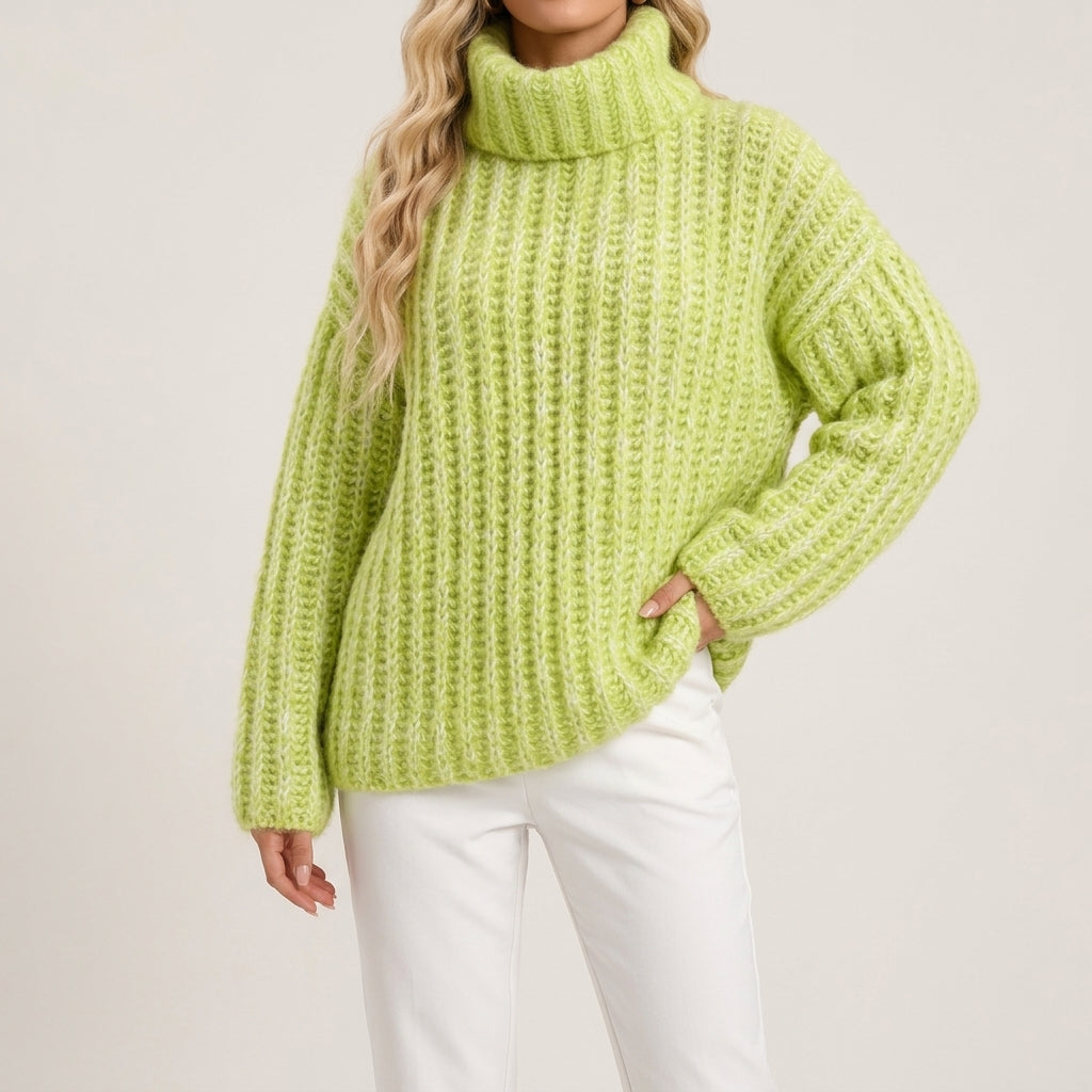 Amelie - Women's Oversized Chunky Knit Turtleneck Sweater