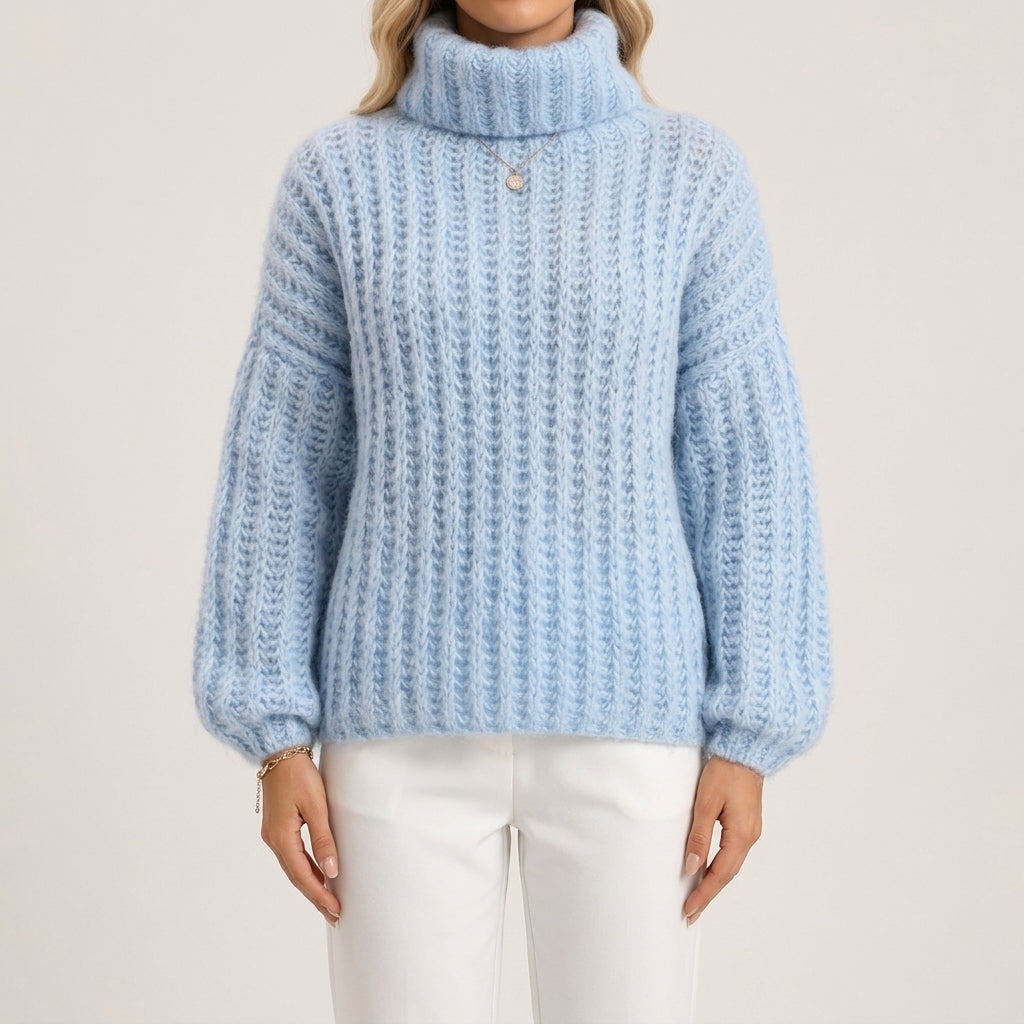 Amelie - Women's Oversized Chunky Knit Turtleneck Sweater