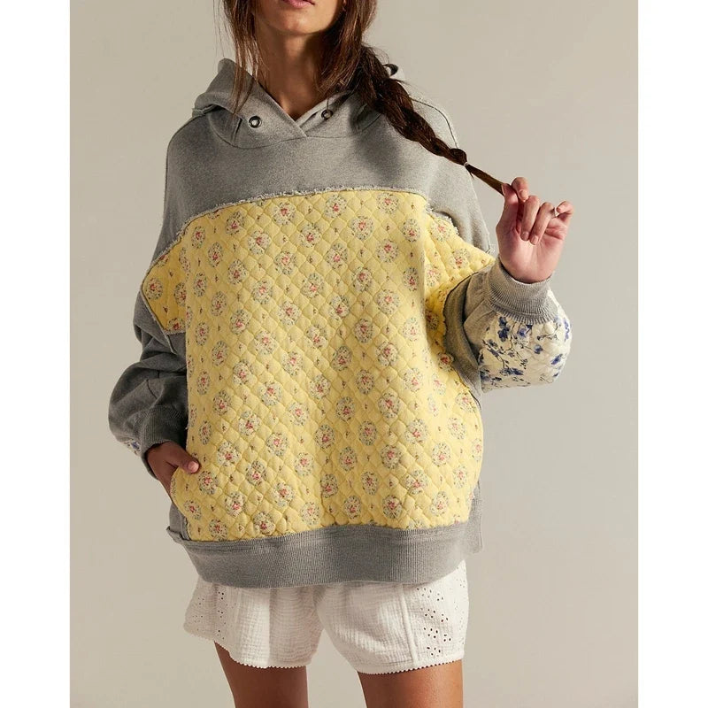 Angela - Women's Floral Patchwork Quilted Hoodie