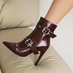 Antonia - Women's Dual Buckle Strap Stiletto Ankle Boots