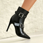 Antonia - Women's Dual Buckle Strap Stiletto Ankle Boots
