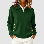 Arielle - Women's Collared Knit Sweater with Side Button Details