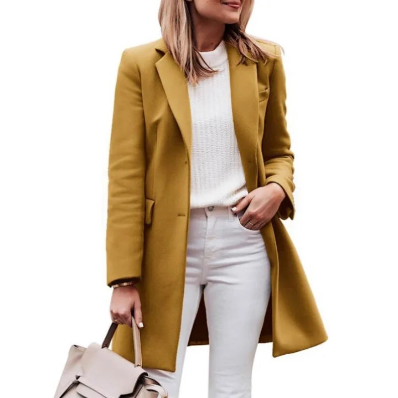Aurelia - Women's Longline Blazer Coat with Notch Lapels