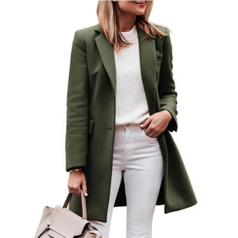 Aurelia - Women's Longline Blazer Coat with Notch Lapels