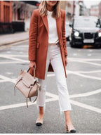 Aurelia - Women's Longline Blazer Coat with Notch Lapels