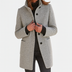 Beatrice - Women's Stand-Collar Wool Coat with Button Front