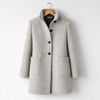 Beatrice - Women's Stand-Collar Wool Coat with Button Front