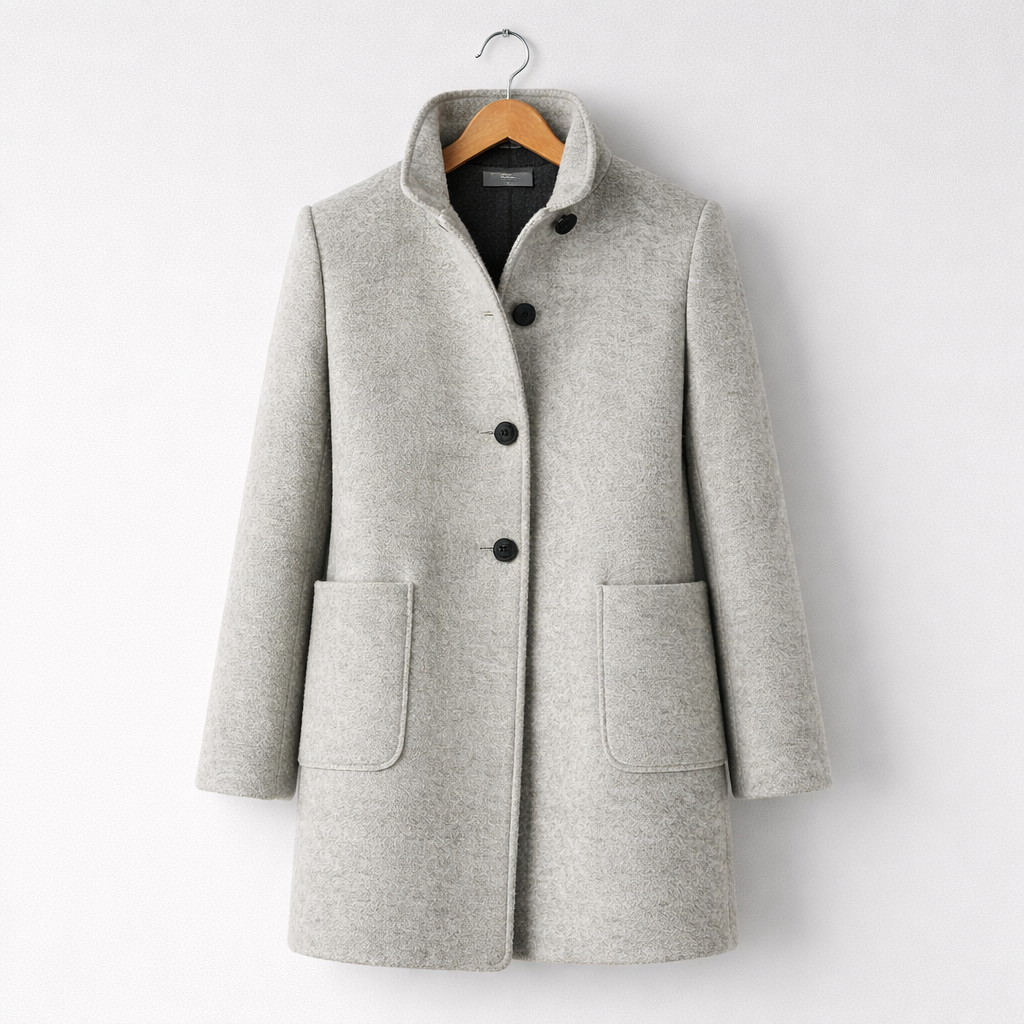 Beatrice - Women's Stand-Collar Wool Coat with Button Front