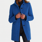 Beatrice - Women's Stand-Collar Wool Coat with Button Front