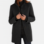 Beatrice - Women's Stand-Collar Wool Coat with Button Front