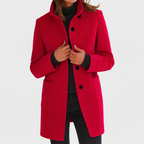 Beatrice - Women's Stand-Collar Wool Coat with Button Front