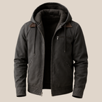 Beckham - Men's Hooded Cotton Jacket with Suede Collar Trim