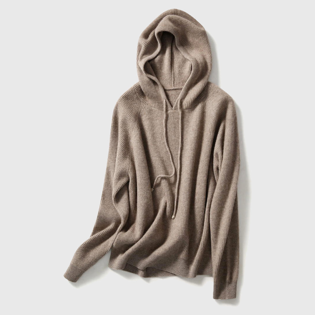 Bethany - Women's Ribbed Cashmere Hooded Sweater