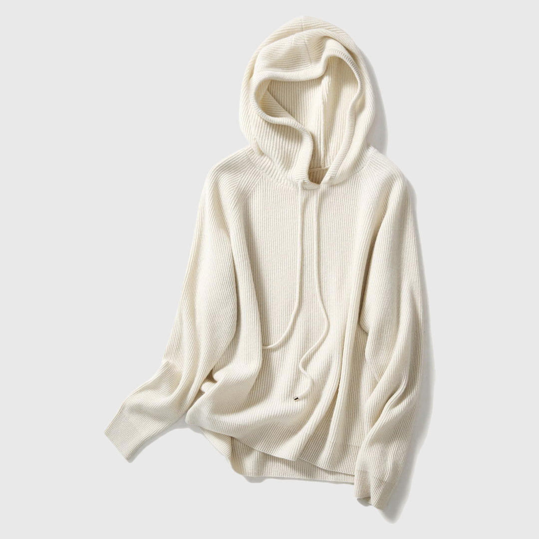 Bethany - Women's Ribbed Cashmere Hooded Sweater