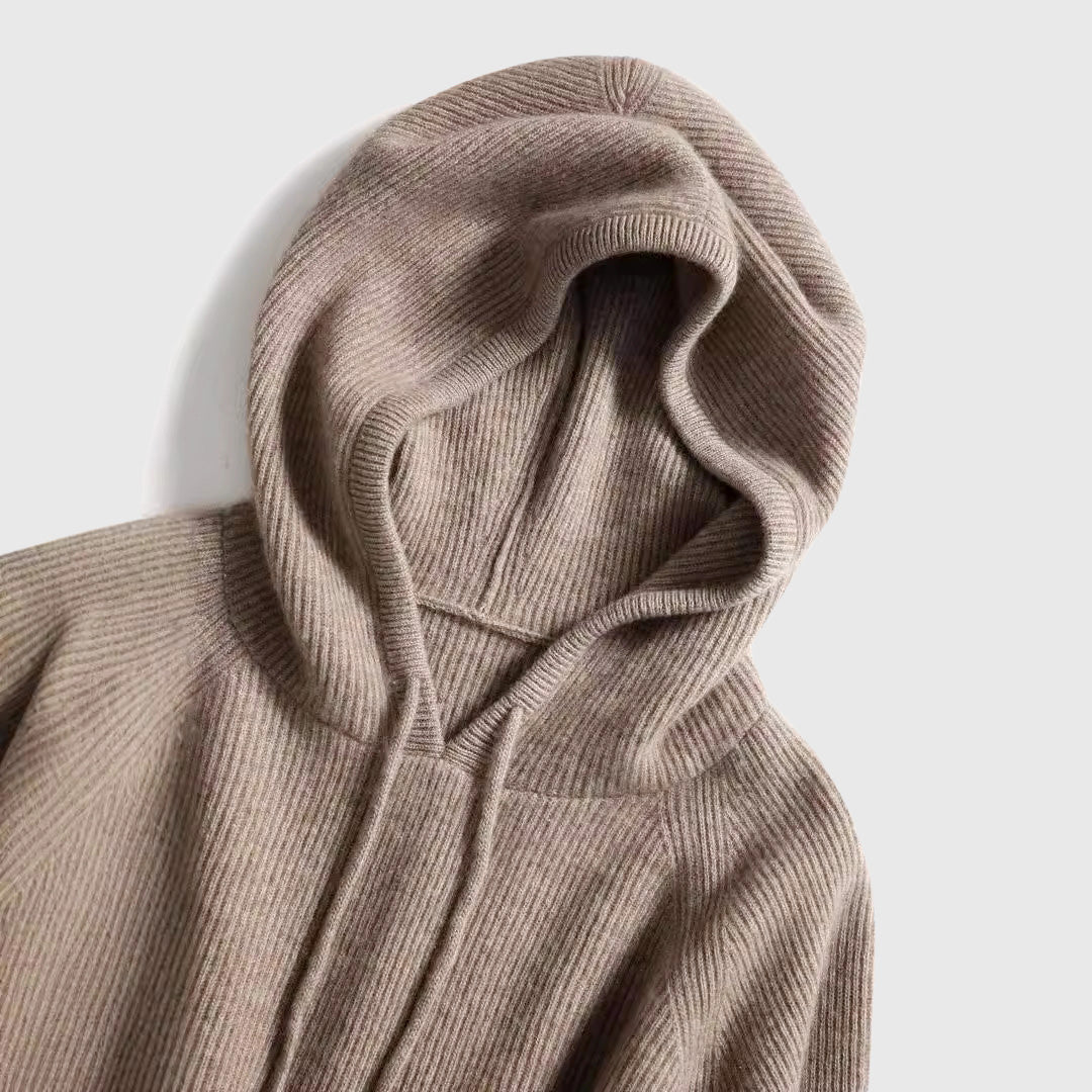 Bethany - Women's Ribbed Cashmere Hooded Sweater