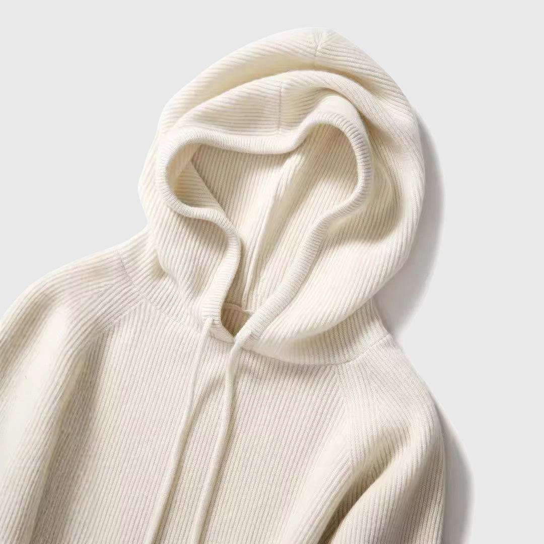 Bethany - Women's Ribbed Cashmere Hooded Sweater