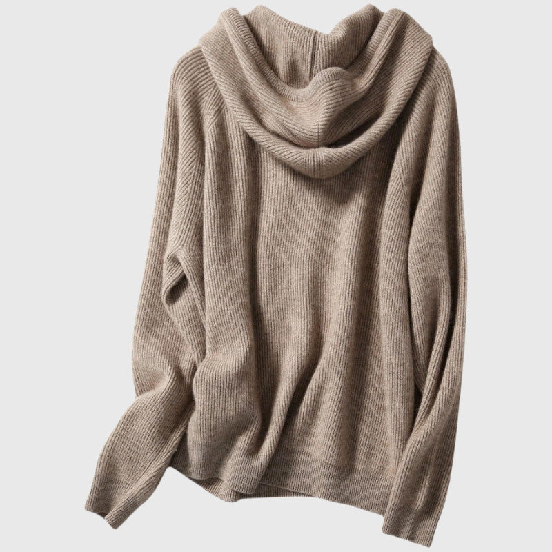 Bethany - Women's Ribbed Cashmere Hooded Sweater