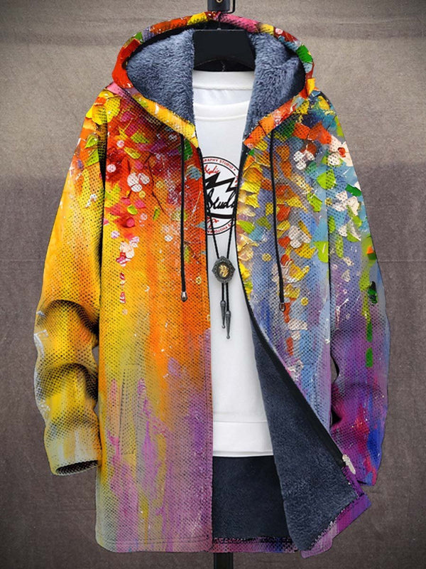 Cameron - Men's Patchwork Cardigan with Fleece-Lined Hood