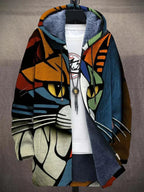 Cameron - Men's Patchwork Cardigan with Fleece-Lined Hood