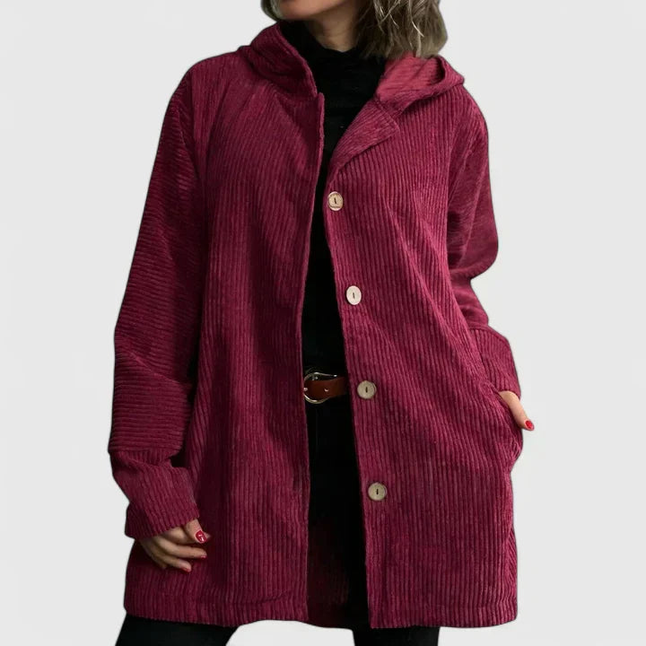 Carolyn - Women's Corduroy Hooded Shirt Jacket